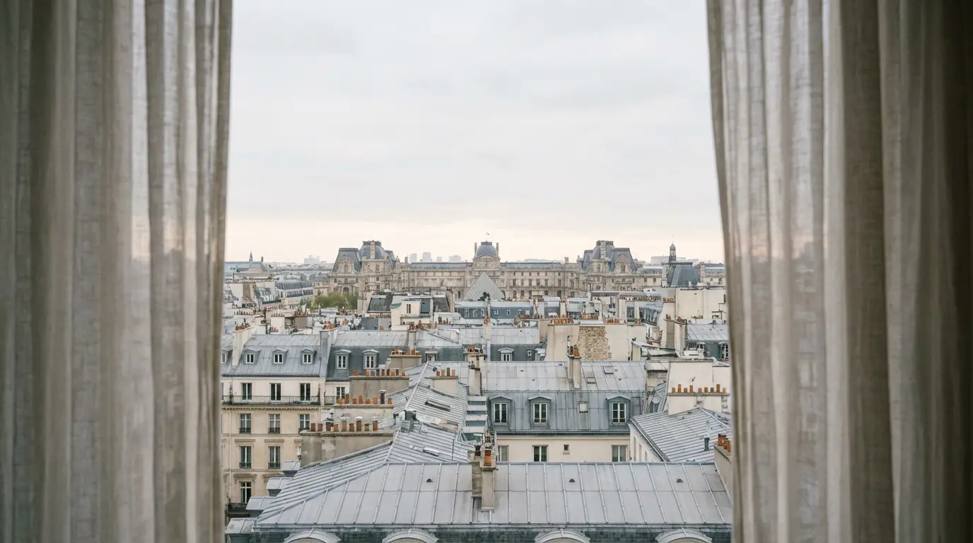 Vue panoramique toits parisiens 1er arrondissement estimation immobilière