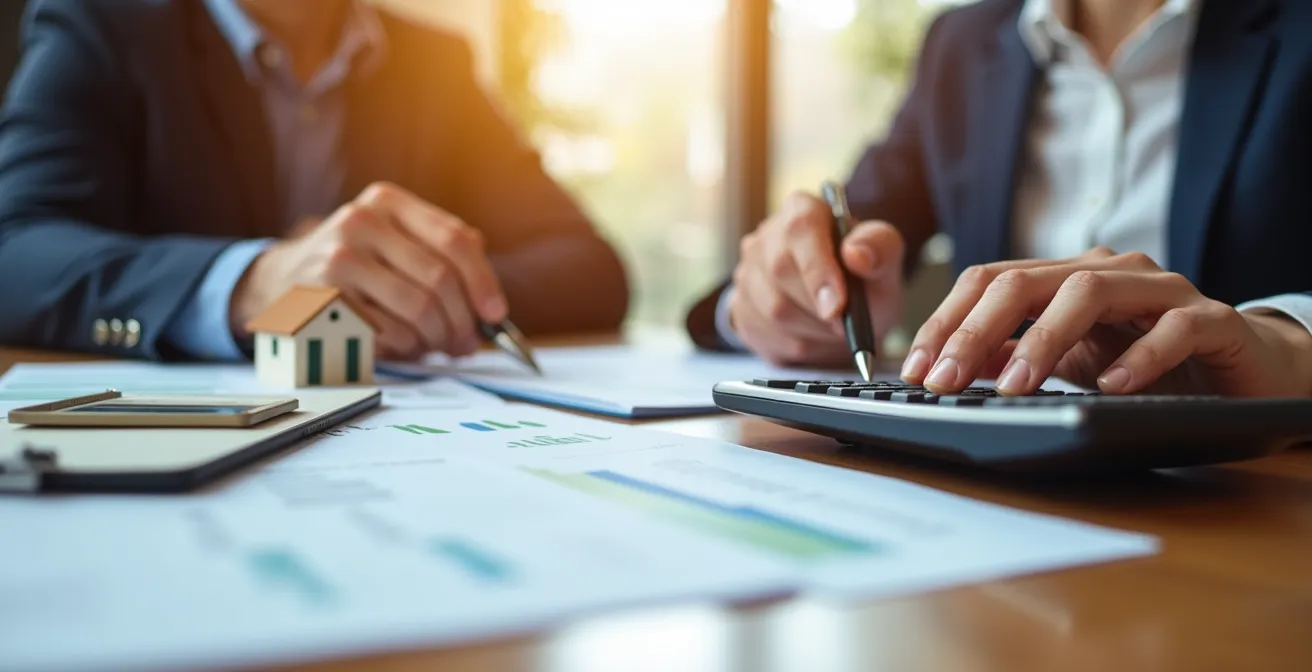 Agent immobilier consultant des documents financiers dans un bureau moderne