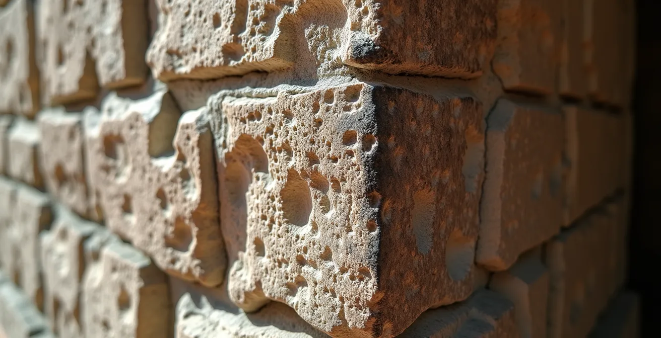 Vue macro de textures architecturales anciennes et détails de construction